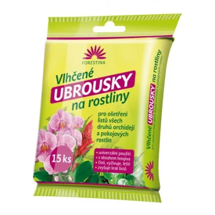 Vlhčené obrúsky na listy izbových rastlín - 15 ks v balení